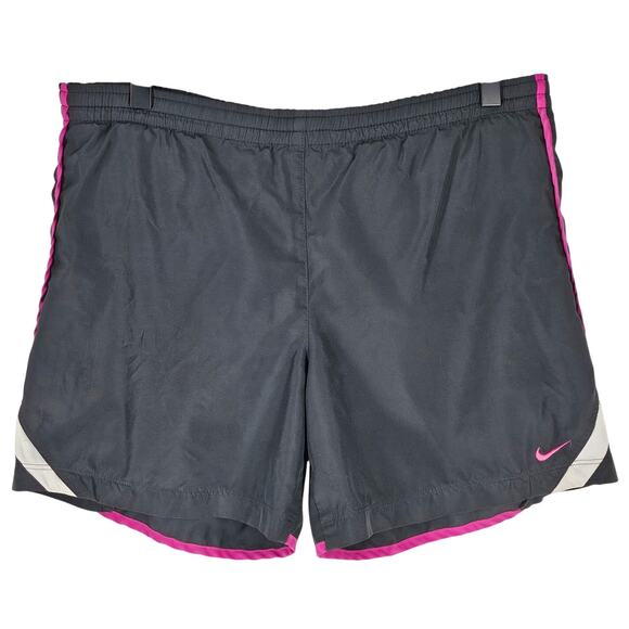 NIKE WOMEN'S VINTAGE BLACK ATHLETIC RUNNING SHORTS WITH PINK ACCENTS SIZE XL - Picture 1 of 10